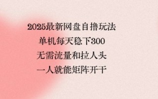 2025最新网盘自撸玩法，单机每天稳下3张，无需流量和拉人头，一个人就可轻松矩阵，全网独一份【揭秘】