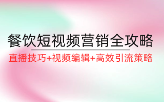 餐饮短视频营销全攻略：直播技巧+视频编辑+高效引流策略