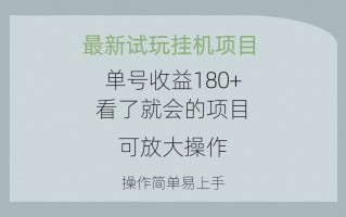 最新试玩挂机项目 单号收益180+看了就会的项目，可放大操作 操作简单易…