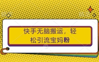 快手无脑搬运，轻松引流宝妈粉，纯小白轻松上手【揭秘】