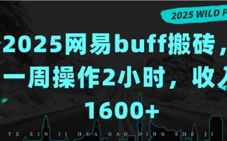 2025网易buff搬砖，一周操作2小时，收入1600+