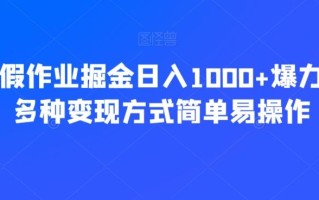 靠寒假作业掘金日入1000+爆力引流多种变现方式简单易操作