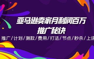 亚马逊卖家月利润百万的推广秘诀，推广/计划/测款/费用/打法/节点/秒杀…