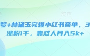 即梦+林黛玉完爆小红书商单，3天涨粉1千，靠怼人月入5k+