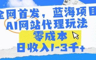全网首发，蓝海项目，AI网站代理玩法，零成本日收入1-3千+【揭秘】