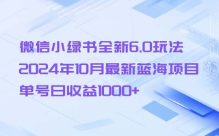 微信小绿书全新6.0玩法，2024年10月最新蓝海项目，单号日收益1000+