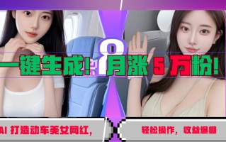 一键生成！AI 打造动车美女网红，轻松操作月涨5万粉，收益爆棚