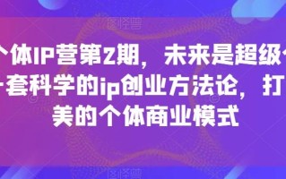 超级个体IP营第2期，未来是超级个体时代，一套科学的ip创业方法论，打造小而美的个体商业模式
