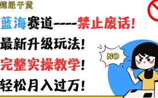 超级干货！蓝海赛道-禁止废话！最新升级玩法！完整实操教学！轻松月入过万！