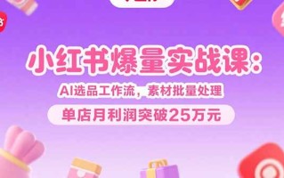 小红书爆量实战课：AI选品工作流，素材批量处理，单店月利润突破25万元