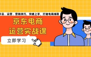 京东电商运营实战课，传授开店、运营、营销技巧，快速上手，打造电商爆款