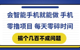 会智能手机就能做 手机零撸项目，有快手就可以做，每天零碎时间搞个几…