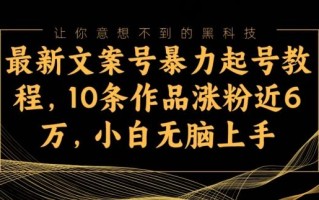 最新文案号暴力起号教程，10条作品涨粉近6万，小白无脑上手