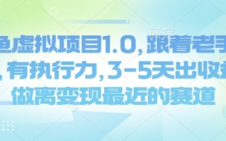 闲鱼虚拟项目1.0，跟着老手操作，有执行力，3-5天出收益，做离变现最近的赛道