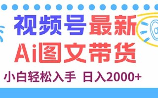 视频号最新AI图文带货，每天几分钟，小白轻松入手，日入2000+