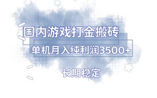 国内游戏打金搬砖，长期稳定，单机纯利润3500+多开多得