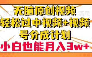 无脑原创视频，轻松过中视频+视频号分成计划，小白也能月入3w+【揭秘】