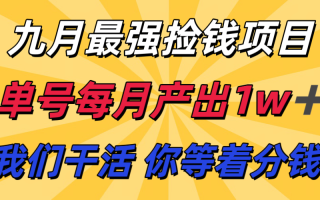 九月最强捡钱项目！ 支付宝分成代运营，我们干活，你分钱！单号月产1w+