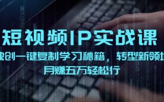 短视频IP实战课，独创一键复制学习秘籍，转战新领域，月赚五万轻松行