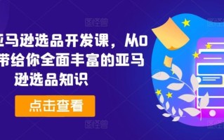 2024亚马逊选品开发课，从0到1，带给你全面丰富的亚马逊选品知识