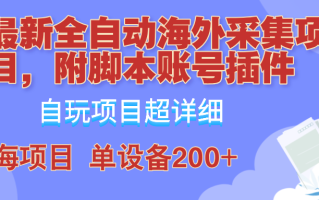 外面卖4980的全自动海外采集项目，带脚本账号插件保姆级教学，号称单日200+