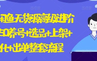 2024闲鱼无货源高级进阶卖货5.0.养号+选品+上架+优化+出单整套流程【揭秘】