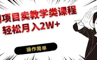 冷门项目卖教学类课程，轻松月入2W+