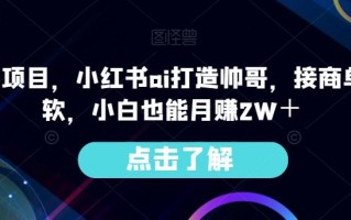 热门蓝海项目，小红书ai打造帅哥，接商单赚到手软，小白也能月赚2W＋