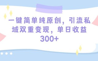 (9472期)一键简单纯原创，引流私域双重变现，单日收益300+(教程+素材)