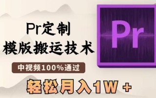 最新Pr定制模版搬运技术，中视频100%通过，几分钟一条视频，轻松月入1W＋【揭秘】