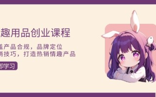 情趣用品创业课程：涵盖产品合规，品牌定位，营销技巧，打造热销情趣产品