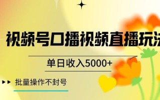 视频号囗播视频直播玩法，单日收入5000+，批量操作不封号【揭秘】