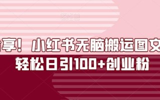 最新分享！小红书无脑搬运图文制作，轻松日引100+创业粉