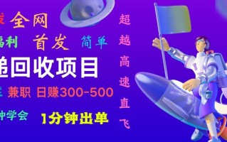 快递回收项目，小白一分钟学会，一分钟出单，可长期干，日赚300~800