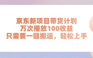 京东新项目带货计划，万次播放100收益，只需要一键搬运，轻松上手