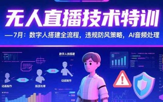 无人直播技术特训-7月：数字人搭建全流程，违规防风策略，AI音频处理
