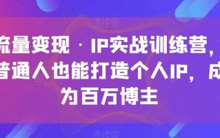 流量变现·IP实战训练营，普通人也能打造个人IP，成为百万博主