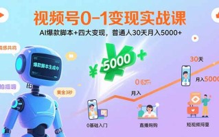 视频号0-1变现实战课：AI爆款脚本+四大变现，普通人30天月入5000+