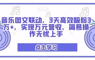 音乐图文联动，3天高效吸粉3万+，实现万元营收，简易操作无忧上手