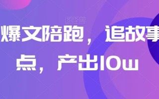 高阶爆文陪跑，追故事+热点，产出10w+