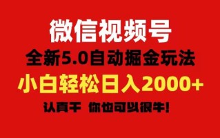 微信视频号变现，5.0全新自动掘金玩法，日入利润2000+有手就行