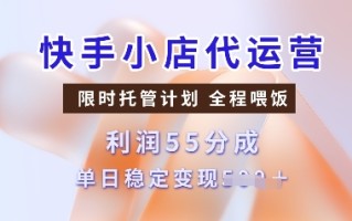 快手小店代运营，限时托管计划，收益55分，单日稳定变现多张【揭秘】