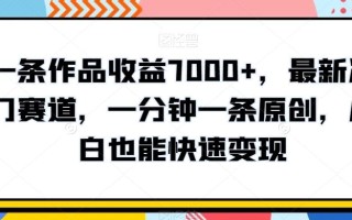 一条作品收益7000+，最新冷门赛道，一分钟一条原创，小白也能快速变现