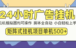 24小时全自动广告挂机 矩阵式操作 单机收益500+ 小白也能轻松上手
