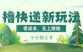 撸快递最新玩法，零成本，无上限做，日产1000+。课程看完就会