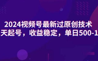 (9505期)2024视频号最新过原创技术，三天起号，收益稳定，单日500-1K