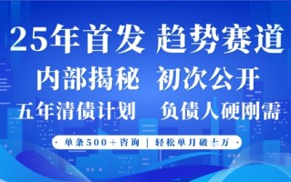 2025年首次公开，真正的事业型赛道，客咨不断，单月轻松破W