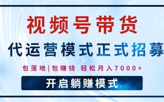 【视频号代运营】全程托管计划招募，躺赚模式，单月轻松变现7000+