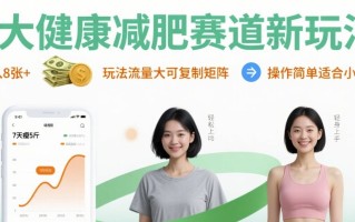 大健康减肥赛道新玩法日入8张，玩法流量大可复制矩阵，操作简单适合小白