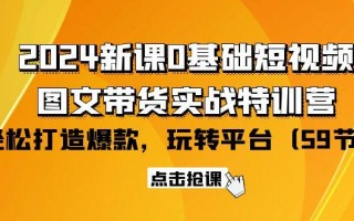 (9911期)2024新课0基础短视频+图文带货实战特训营：玩转平台，轻松打造爆款(59节)
